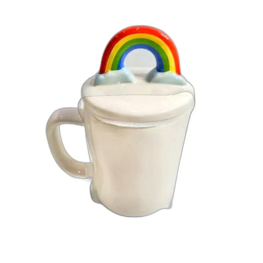 NEW Love Is Equal Pride White Rainbow Clouds Mug and Top Cover Rae Dunn
